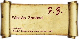 Fábián Zaránd névjegykártya